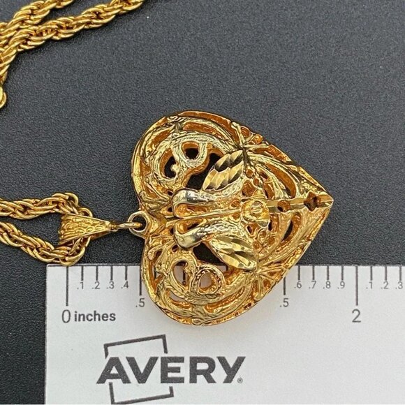 Puffy Heart Vintage 10k Gold Plated Chunky Necklace - Picture 2 of 15